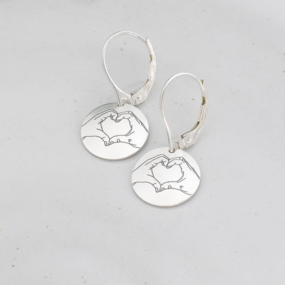 Hand Heart Emoji Earrings - Sterling Silver