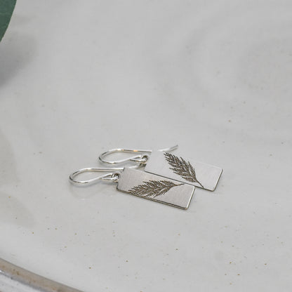 Evergreen Branch Earrings - Rectangle