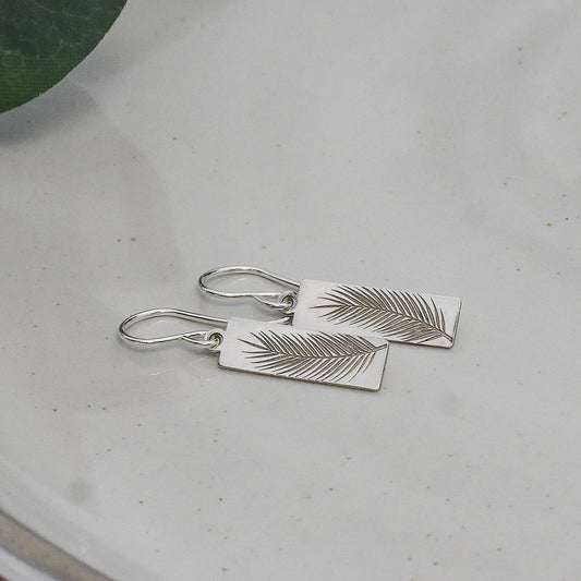 Palm Frond Earrings - Rectangle