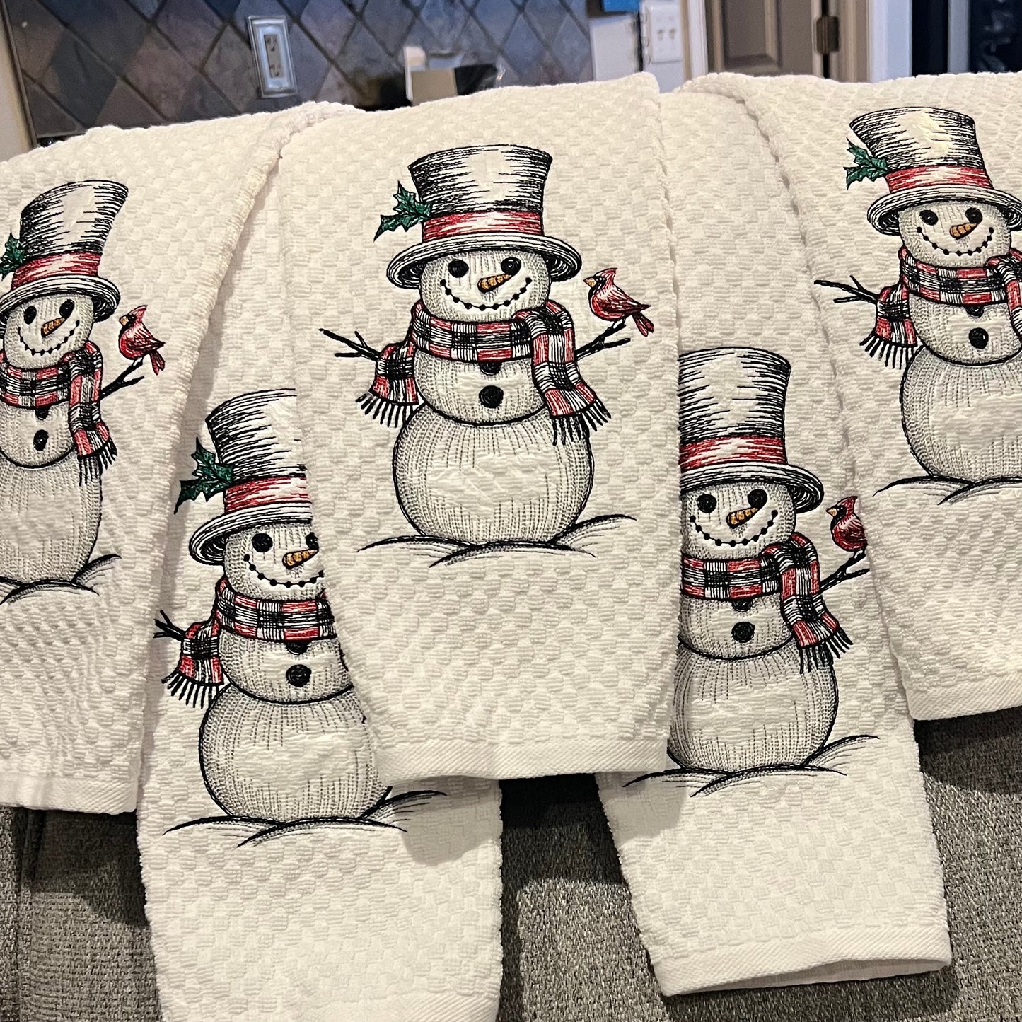 Snowman Towel - Embroidered Christmas Design