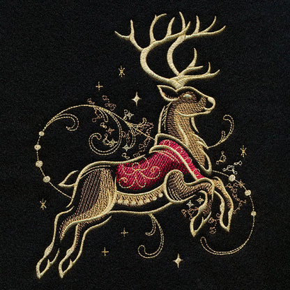 Reindeer Holiday Towel - Embroidered Christmas Design