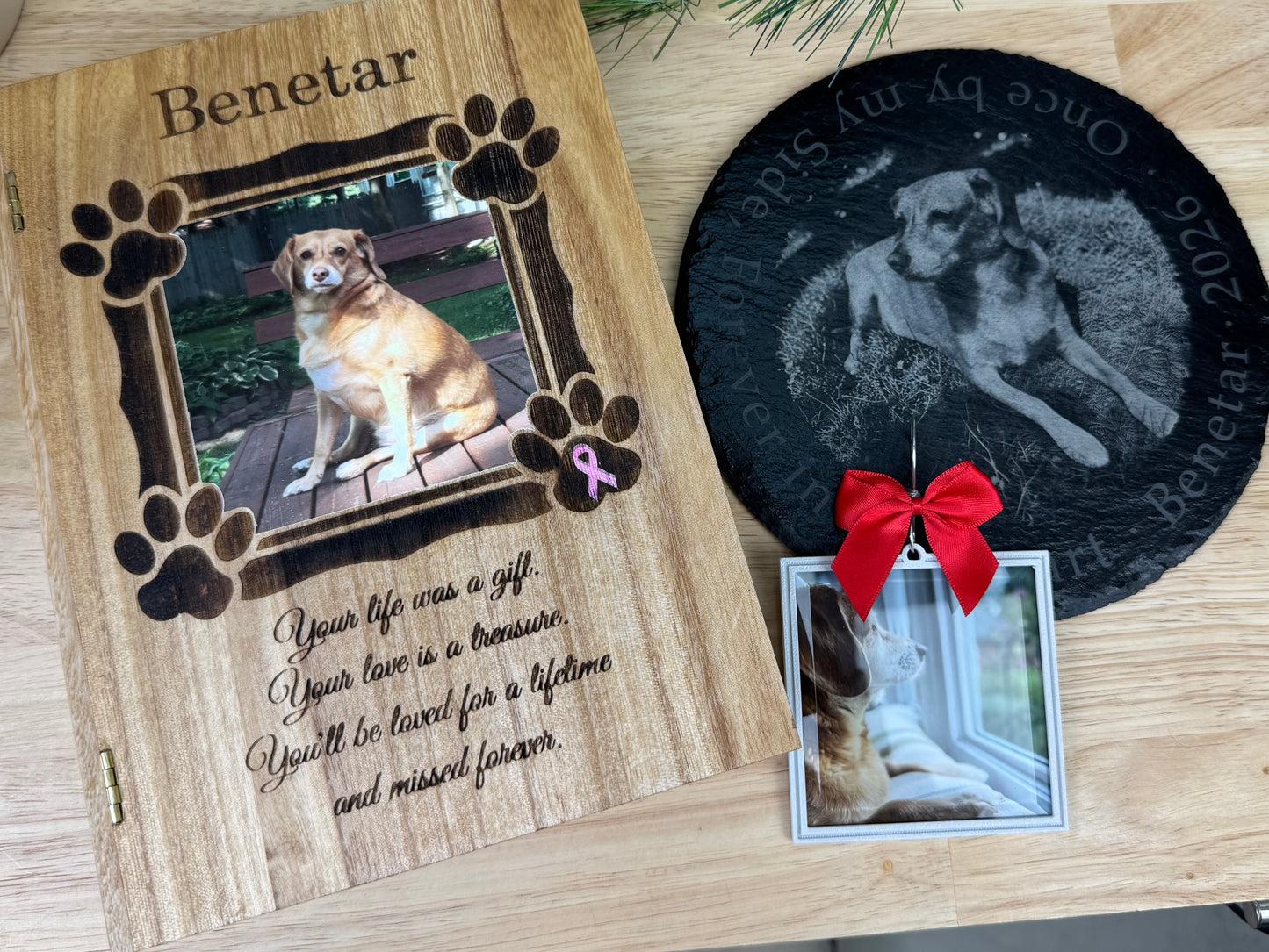 Personalized Pet Memorial Book Box - Custom Photo & Saying