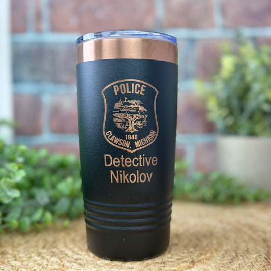 Engraved Tumbler - 20 oz Black & Copper