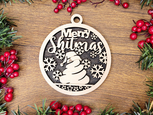 Merry Shitmas Christmas Ornament - Funny Holiday Tree Decoration