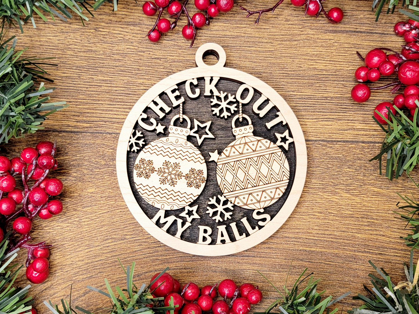 Check Out My Balls Christmas Ornament - Funny Holiday Tree Decoration