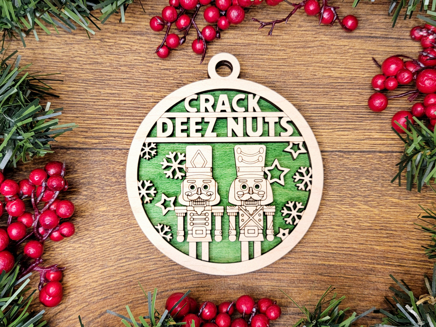 Crack Deez Nuts Christmas Ornament - Funny Holiday Tree Decoration
