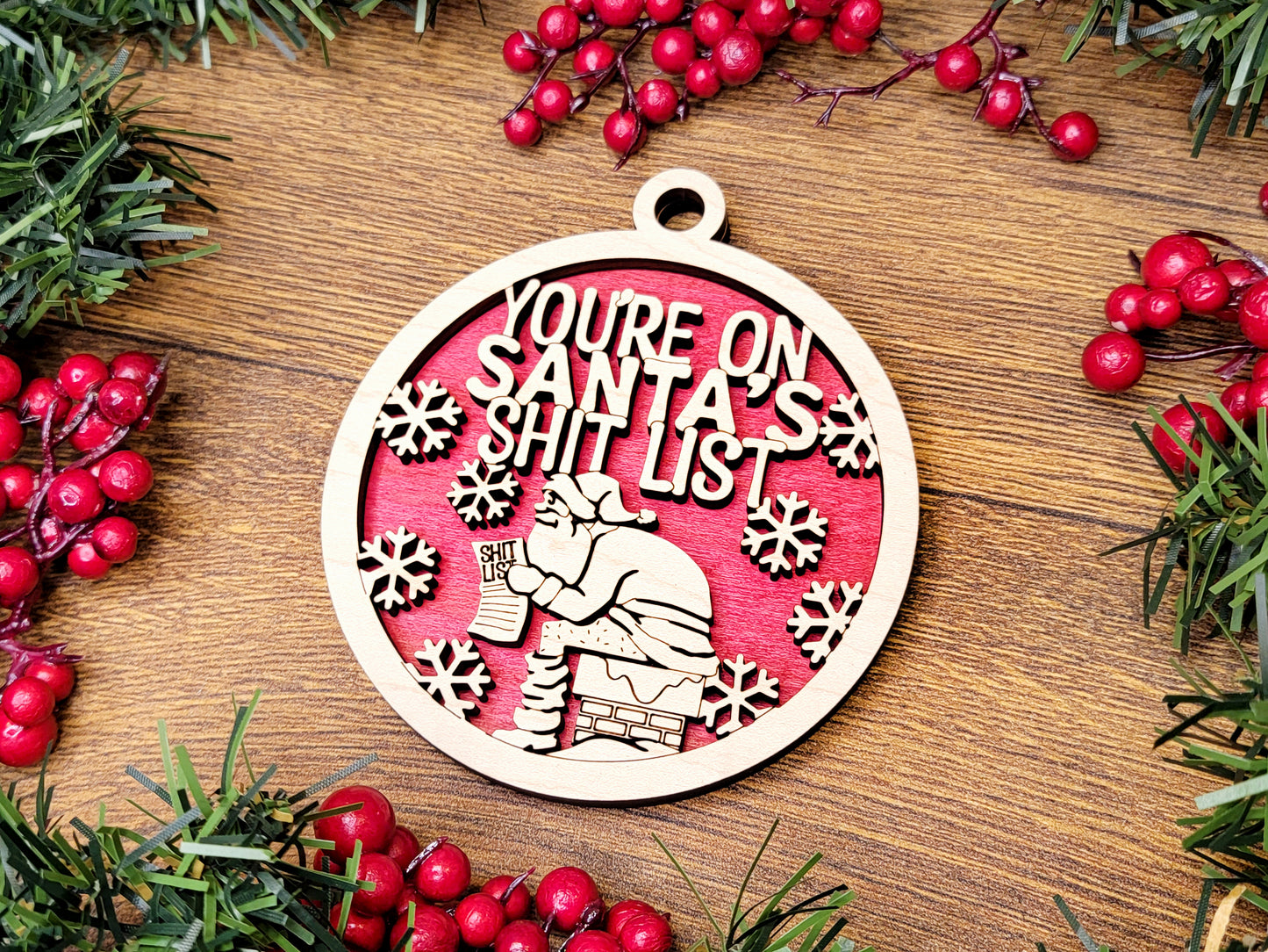 You're On Santa's Shit List Christmas Ornament - Funny Holiday Tree Decoration
