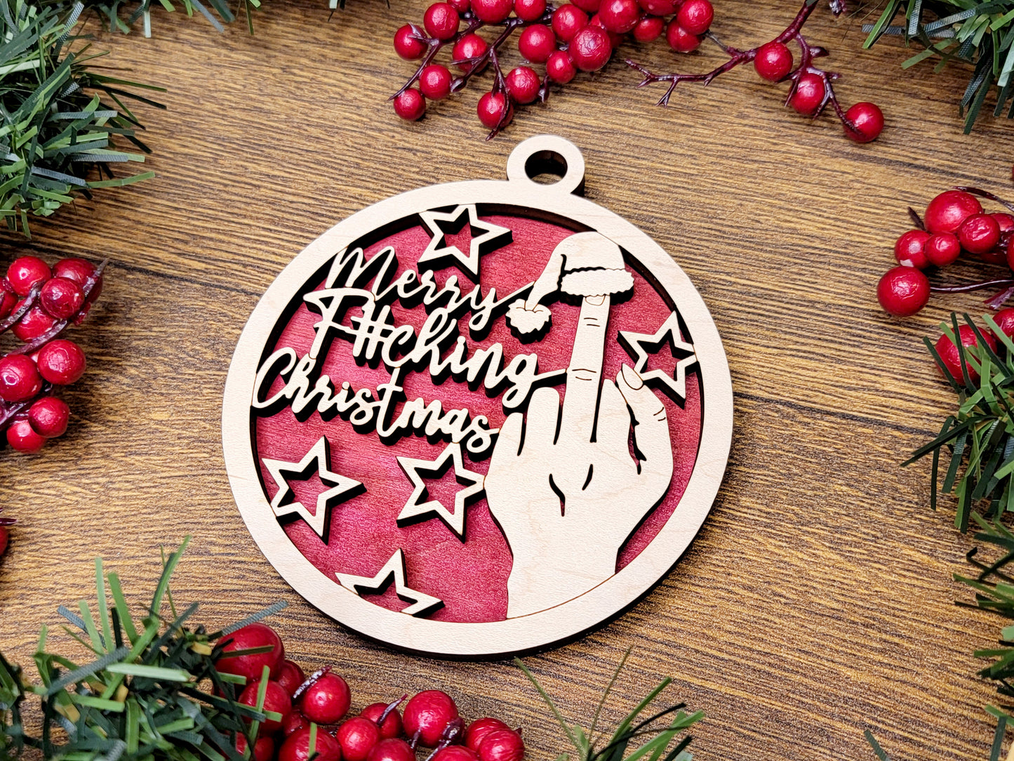 Merry F-ing Christmas Ornament - Funny Holiday Tree Decoration