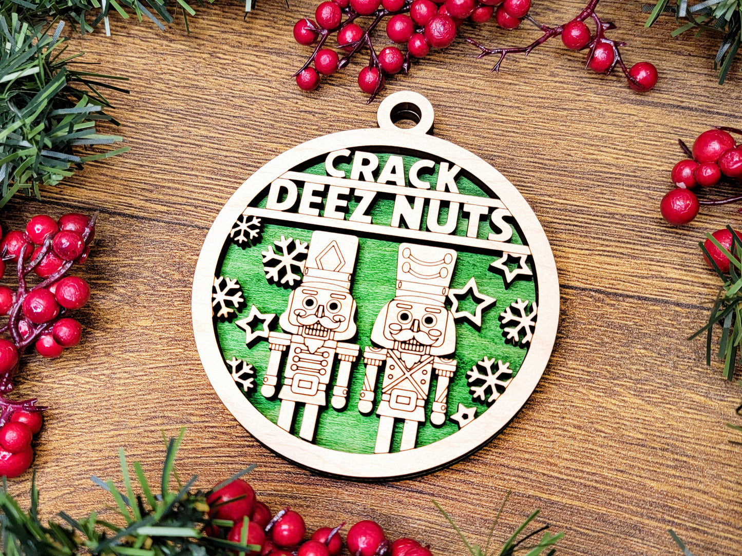 Crack Deez Nuts Christmas Ornament - Funny Holiday Tree Decoration