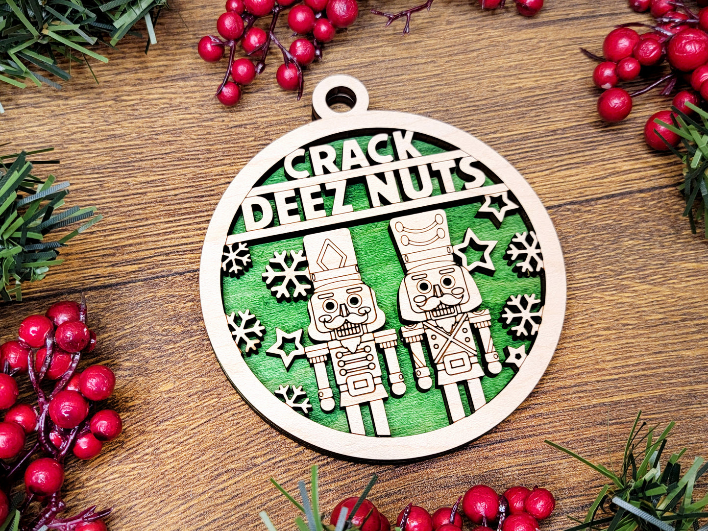 Crack Deez Nuts Christmas Ornament - Funny Holiday Tree Decoration