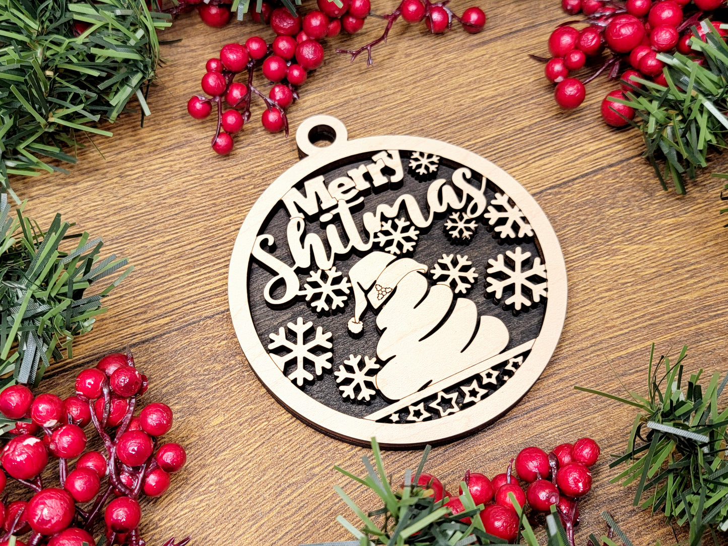 Merry Shitmas Christmas Ornament - Funny Holiday Tree Decoration