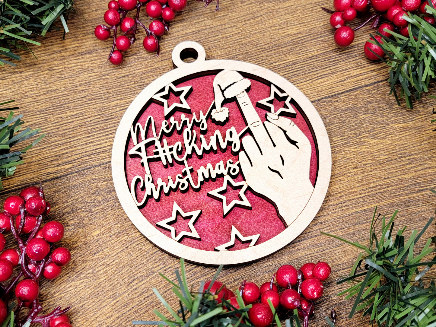 Merry F-ing Christmas Ornament - Funny Holiday Tree Decoration