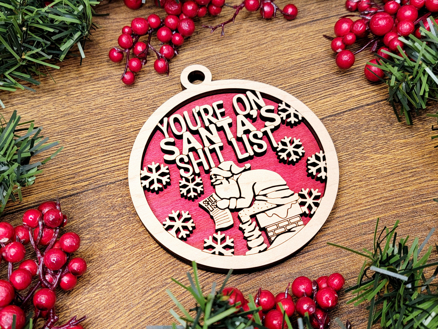 You're On Santa's Shit List Christmas Ornament - Funny Holiday Tree Decoration