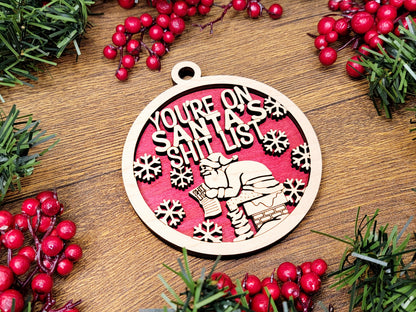 You're On Santa's Shit List Christmas Ornament - Funny Holiday Tree Decoration
