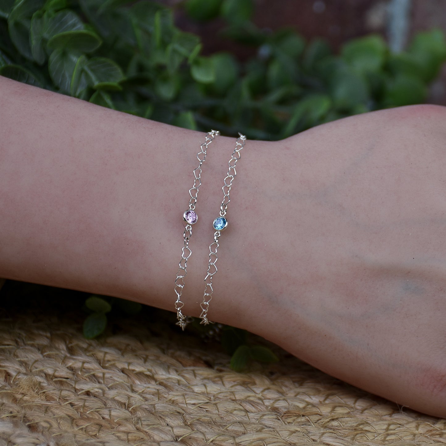 Birthstone Solitaire Link Bracelet - Sterling Silver