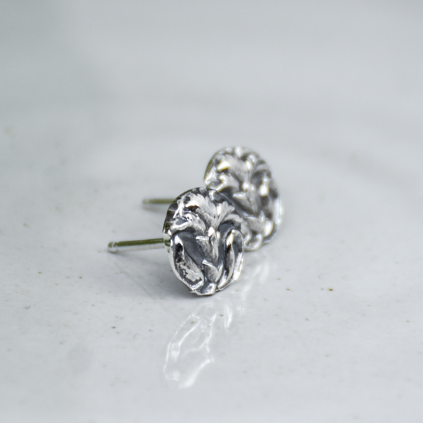 Carnation Flower Stud Earrings - Sterling Silver