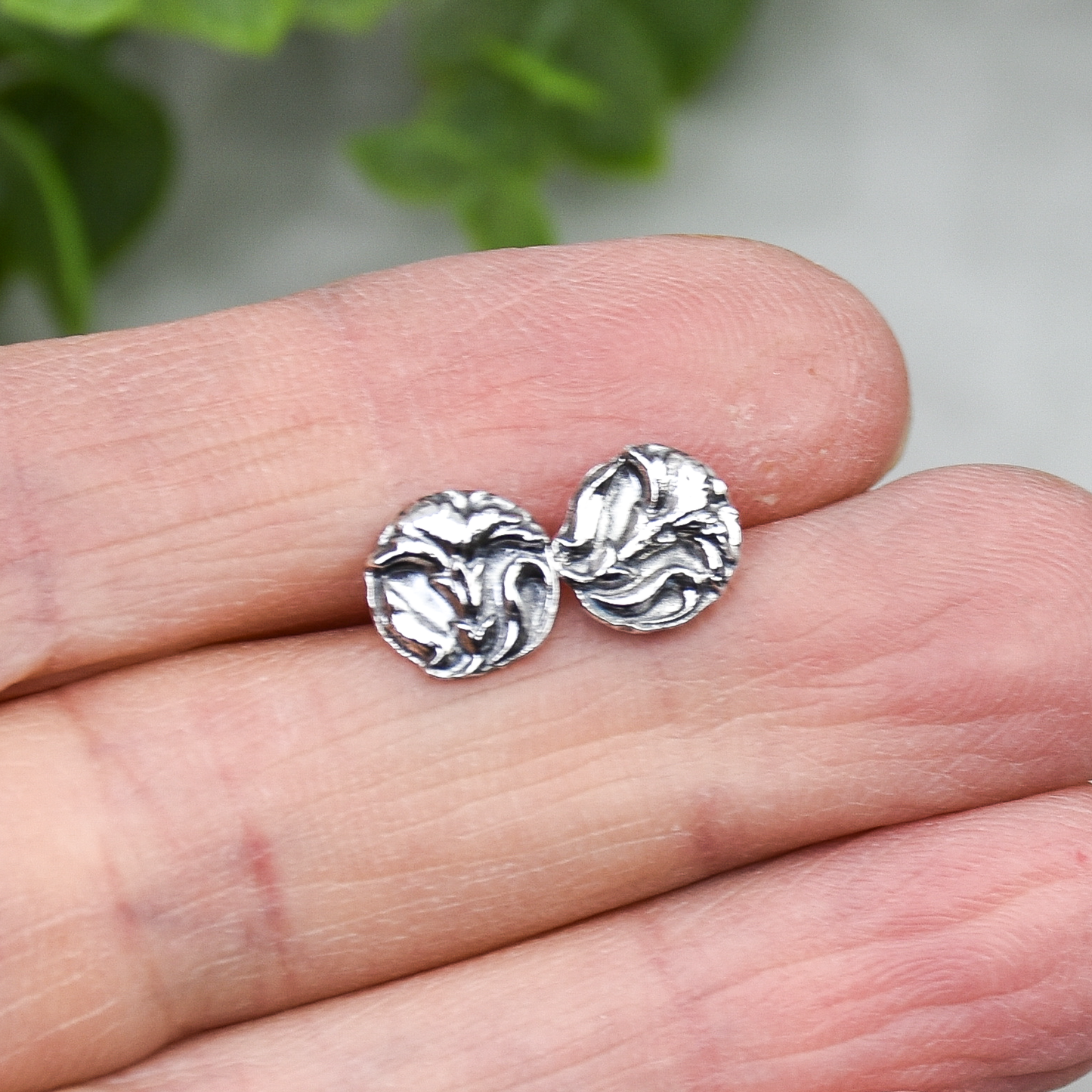 Carnation Flower Stud Earrings - Sterling Silver