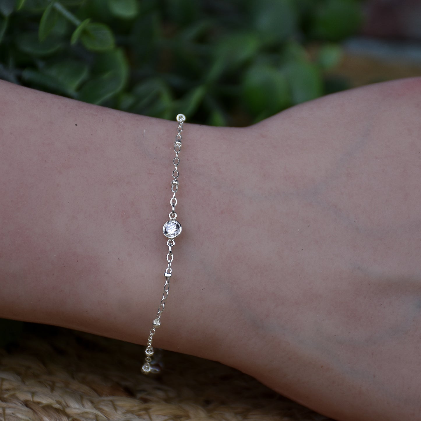 CZ Link Bracelet - Sterling Silver