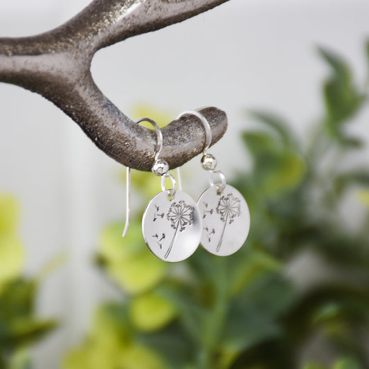Dandelion Flower Earrings - Sterling Silver