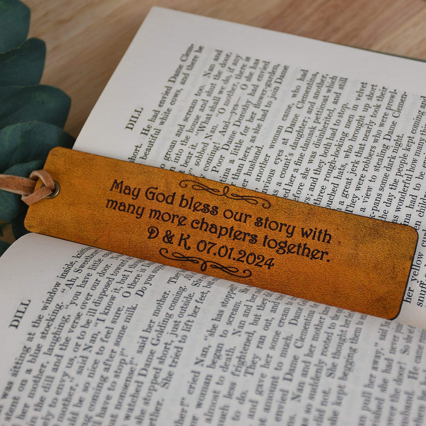 Personalized Leather Bookmark - Engraved 3rd Anniversary Gift