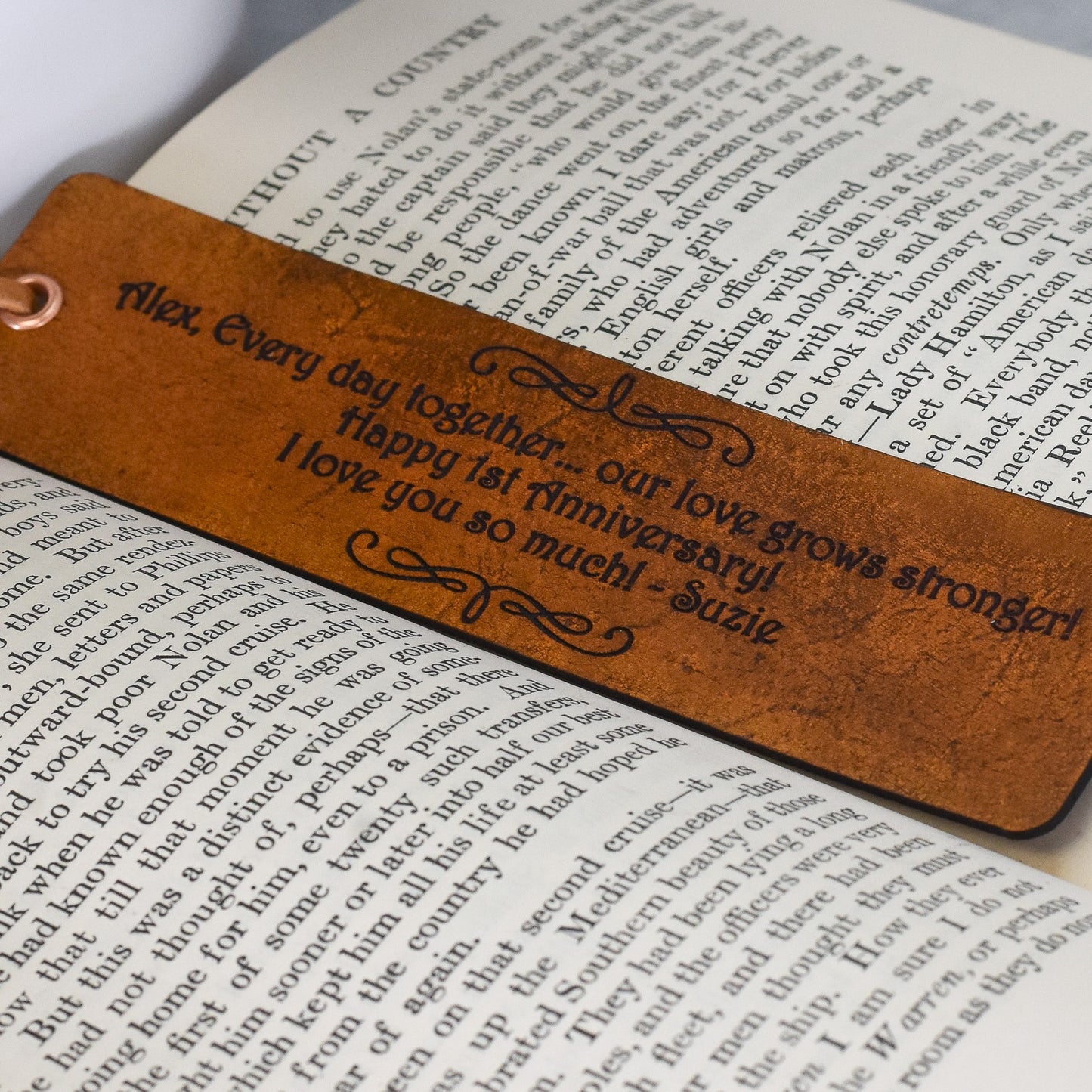 Personalized Leather Bookmark - Engraved 3rd Anniversary Gift