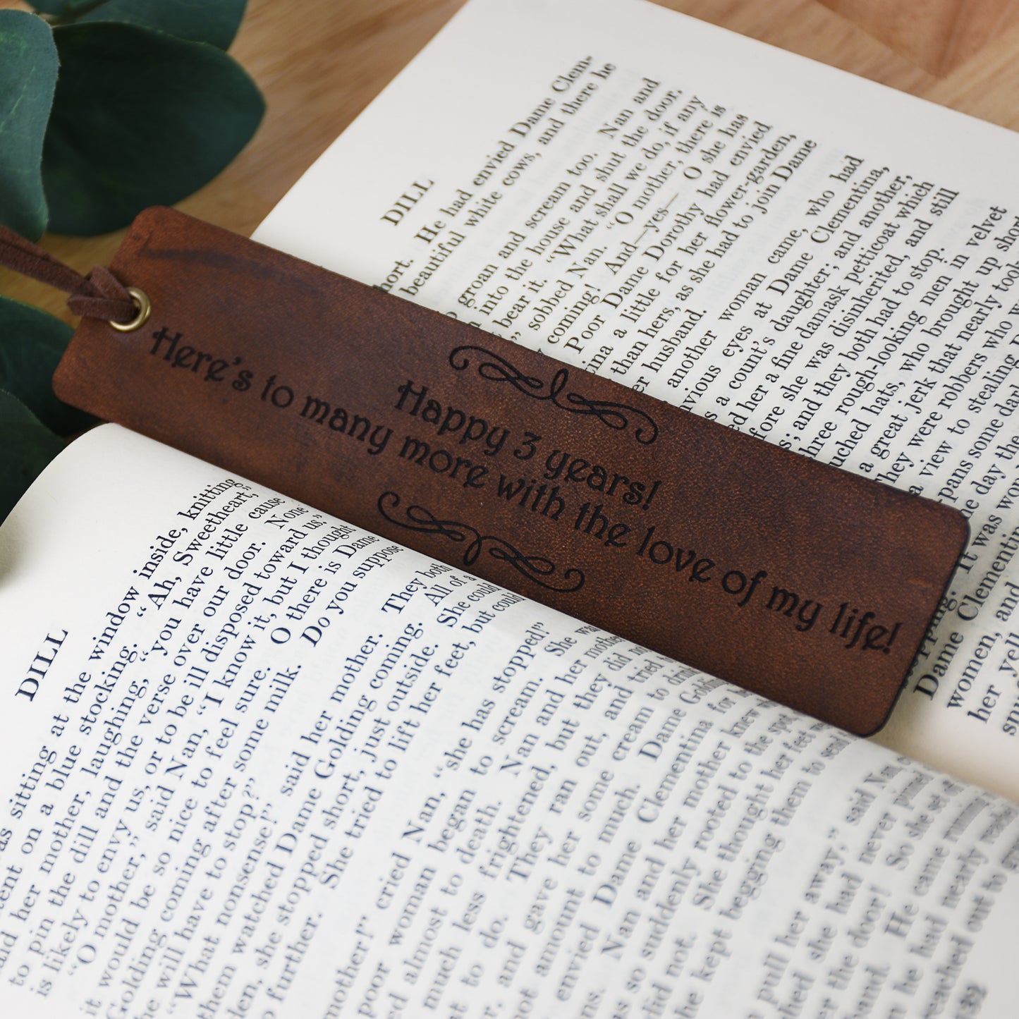 Personalized Leather Bookmark - Engraved 3rd Anniversary Gift