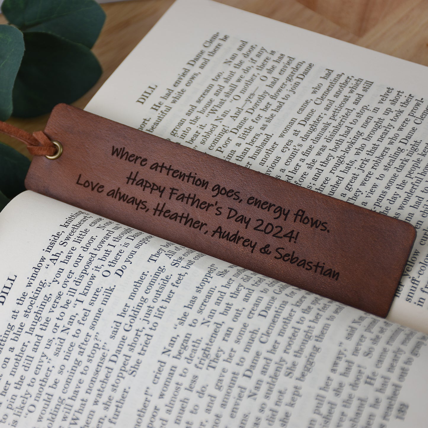 Personalized Leather Bookmark - Father's Day