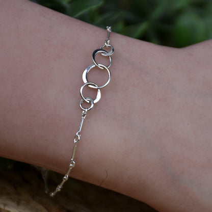 Eternity 5 Circle Link Bracelet - Sterling Silver