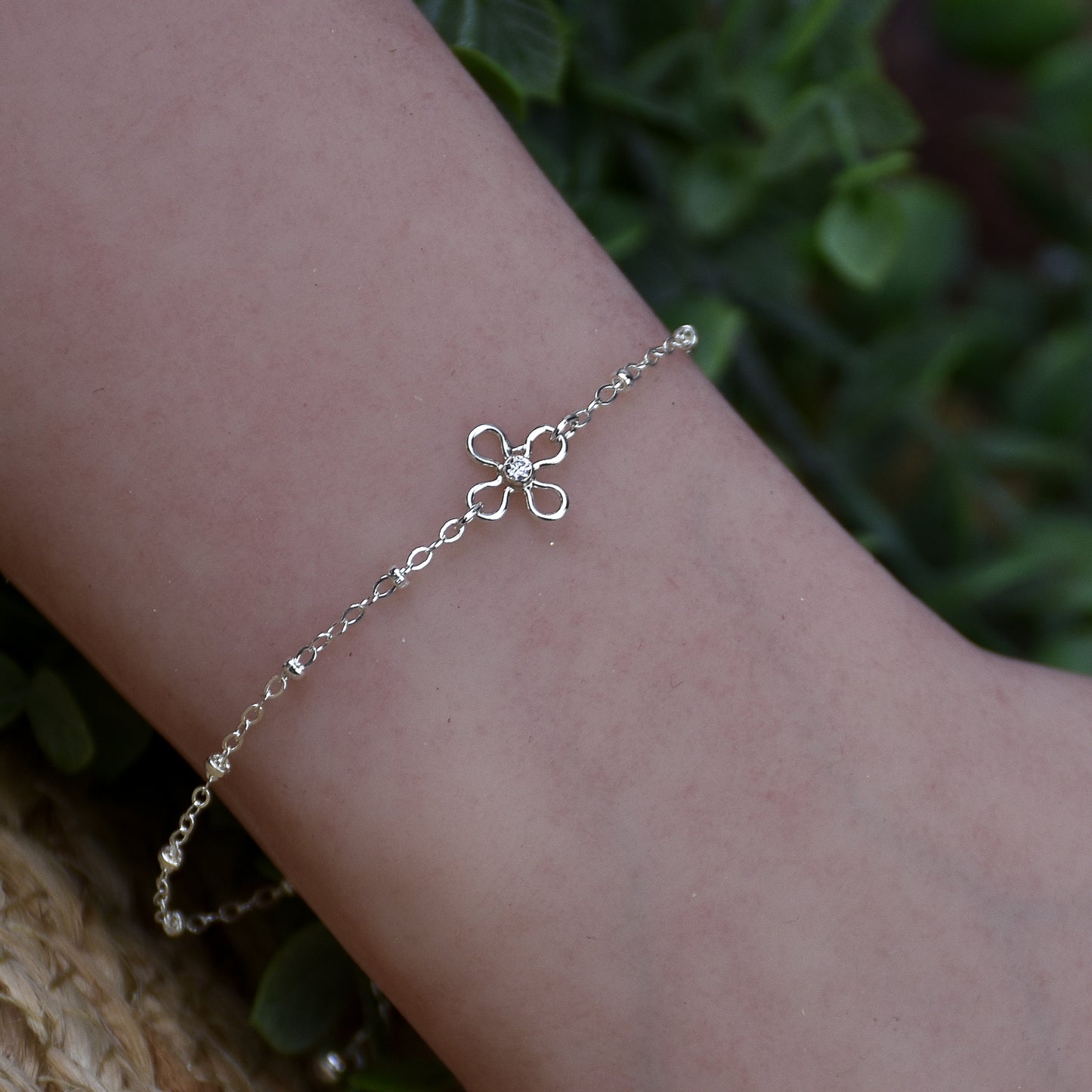 Daisy CZ Link Bracelet - Sterling Silver