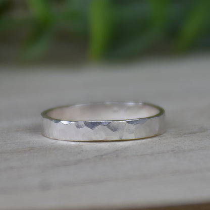 Hammered Sterling Silver Ring - Custom Sized, Personalization Option