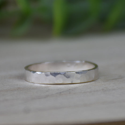 Hammered Sterling Silver Ring - Custom Sized, Personalization Option