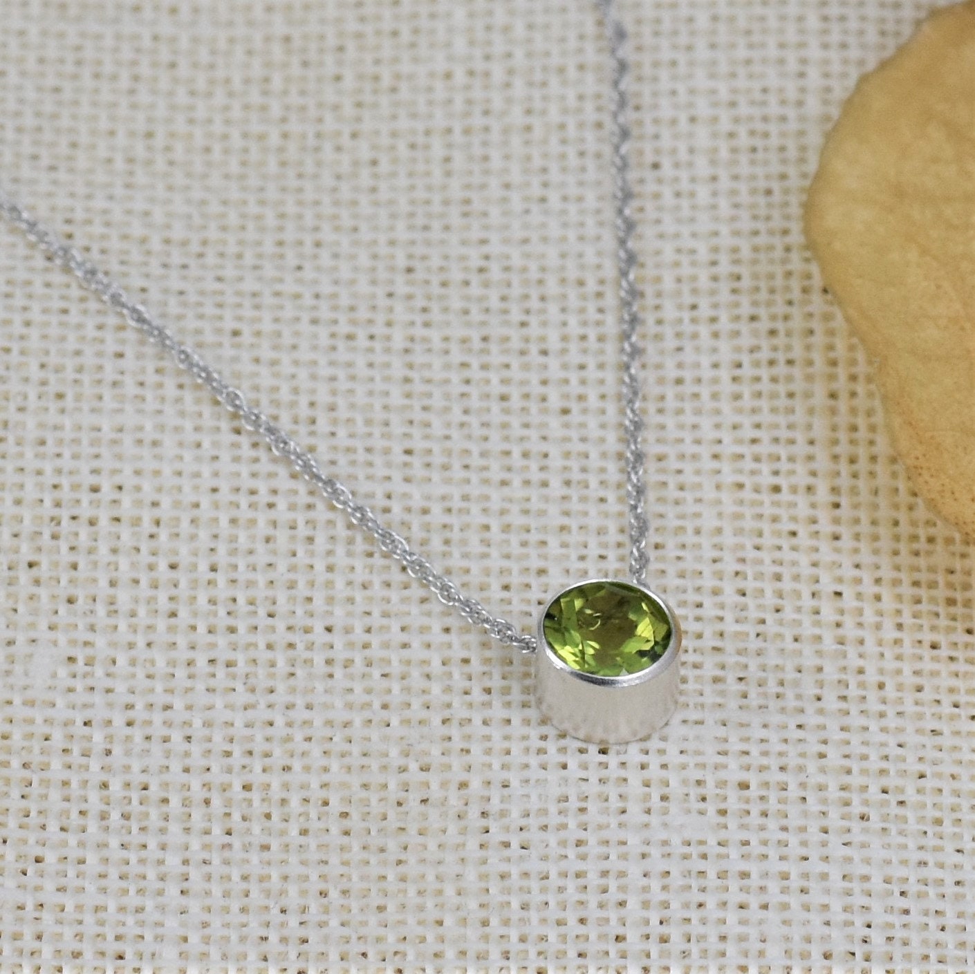 Peridot Slider Necklace - August Birthstone - Sterling Silver Jewelry