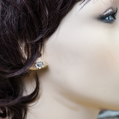 Lotus Flower Stud Earrings - Sterling Silver
