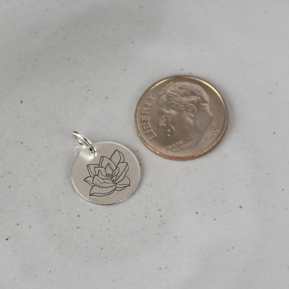 Magnolia Flower Sterling Silver Necklace - Personalization Optional