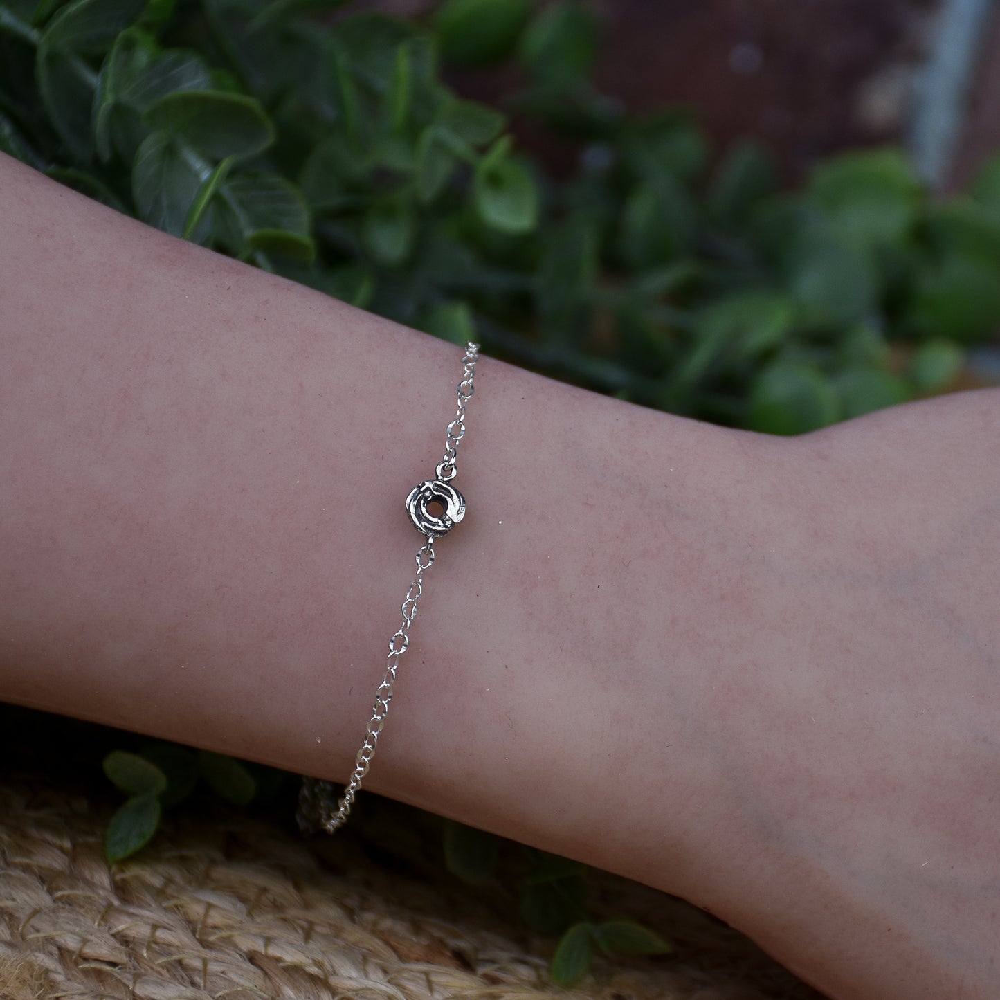 Rose Flower Link Bracelet - Sterling Silver