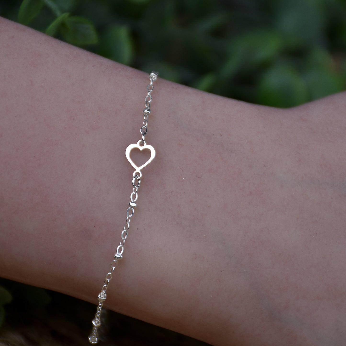 Open Heart Link Bracelet - Sterling Silver