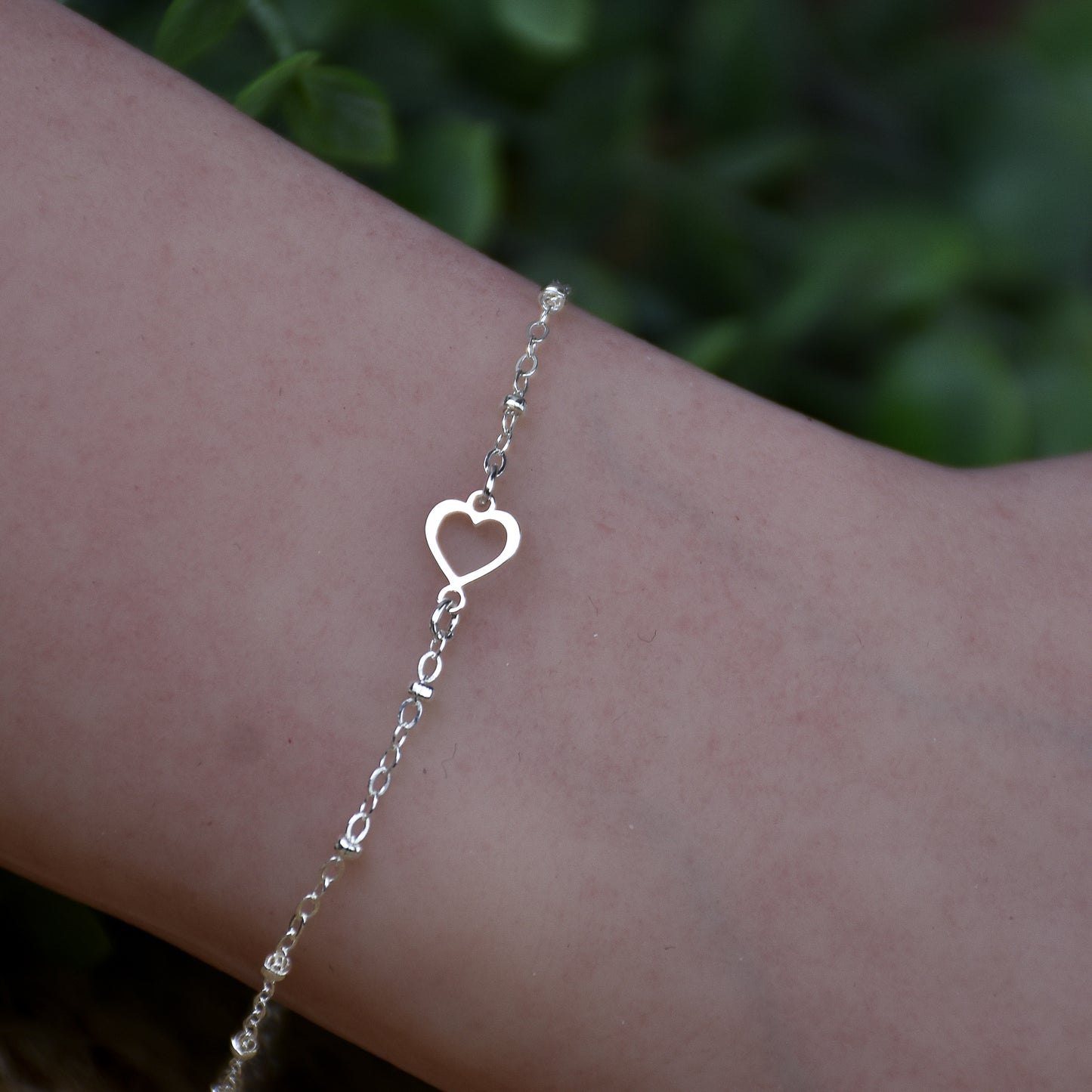 Open Heart Link Bracelet - Sterling Silver