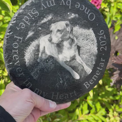 Personalized Slate Pet Memorial Stone - Photo & Saying, Garden or Home
