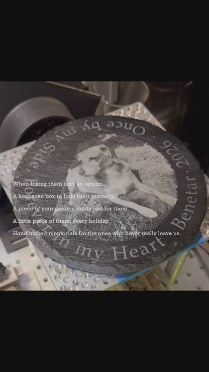 Personalized Slate Pet Memorial Stone - Photo & Saying, Garden or Home