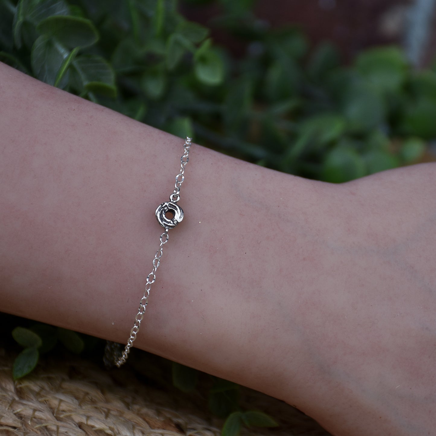 Rose Flower Link Bracelet - Sterling Silver