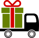Illustration of a truck carrying a green gift box with a red bow | 321 Simple Creations