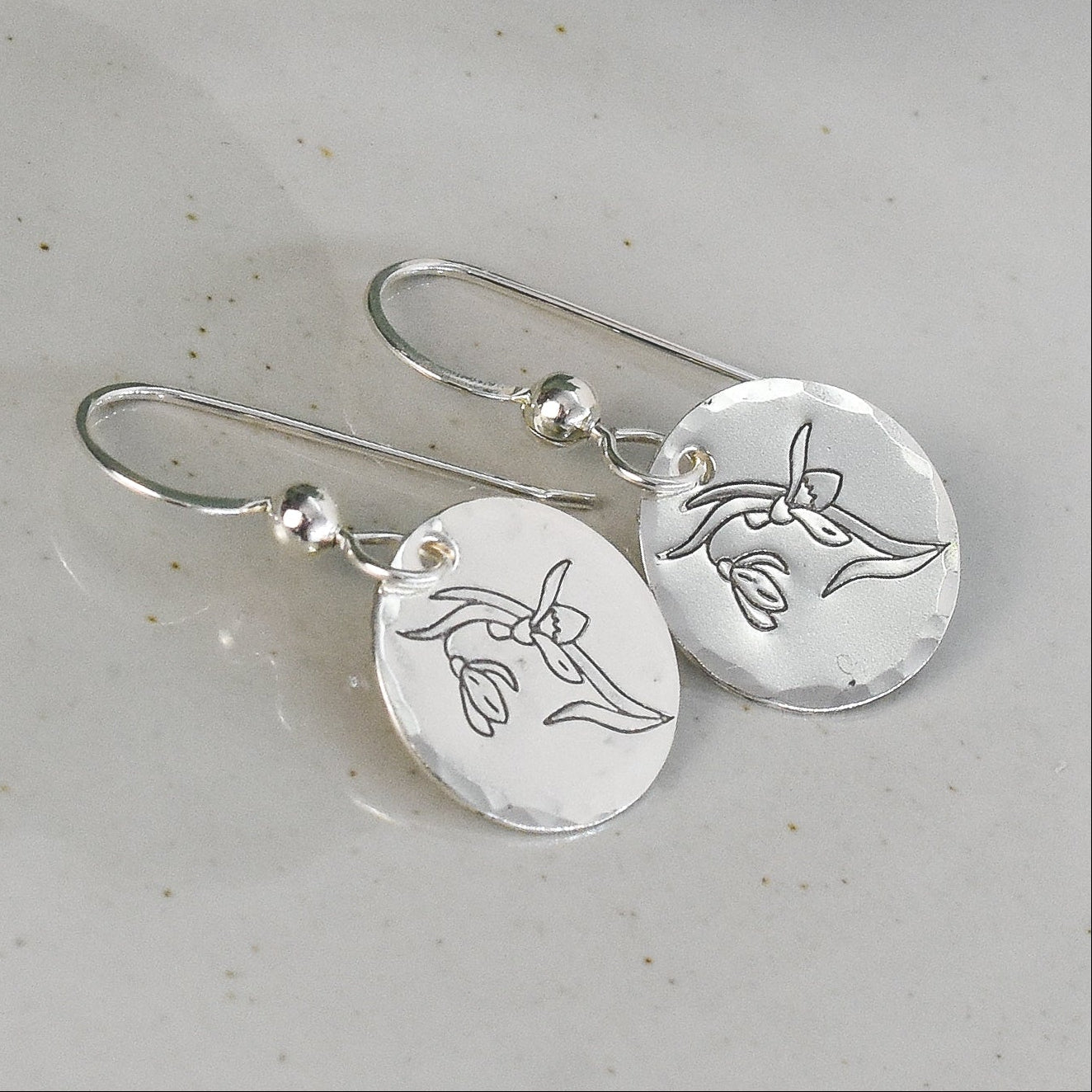 Birth Flower Earrings - Handcrafted Sterling Silver Jewelry