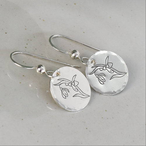Birth Flower Earrings - Handcrafted Sterling Silver Jewelry
