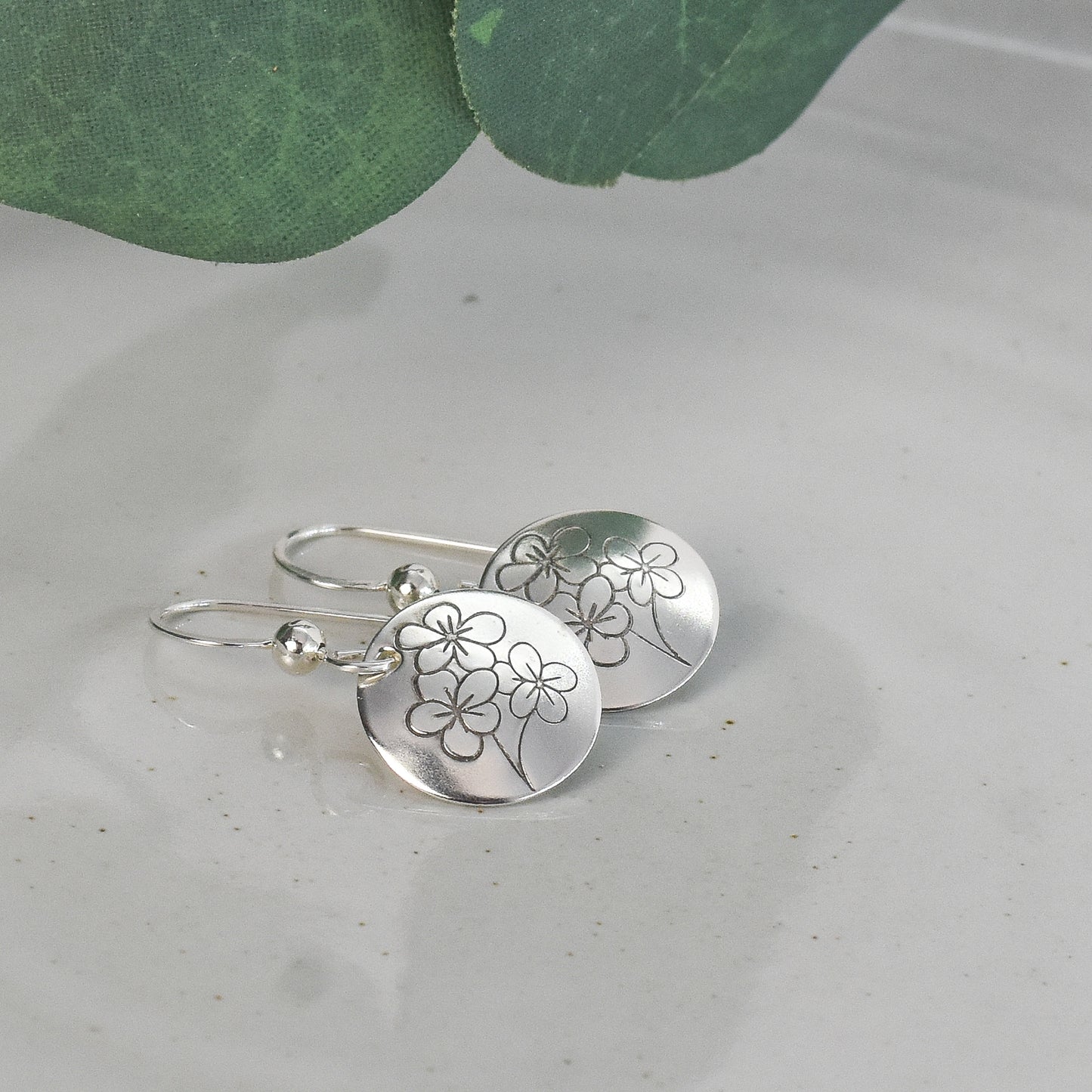 Birth Flower Earrings - Handcrafted Sterling Silver Jewelry