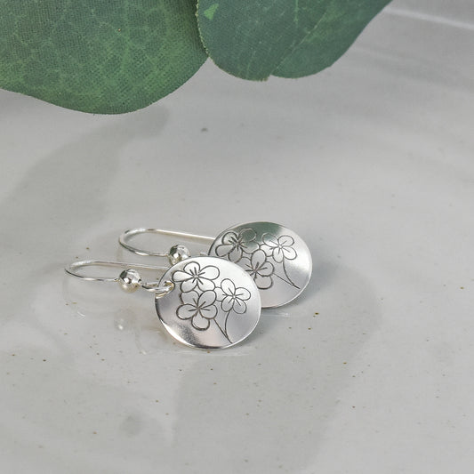 Birth Flower Earrings - Handcrafted Sterling Silver Jewelry