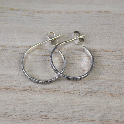 Florentine Hoop Earrings - Sterling Silver