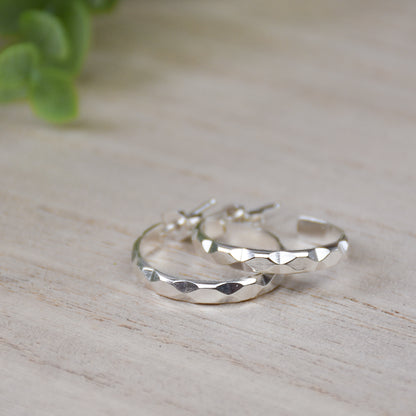 Diamond Hoop Earrings - Sterling Silver