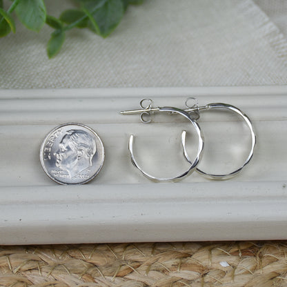 Diamond Hoop Earrings - Sterling Silver