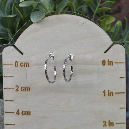 Flat Twisted Rope Hoop Earrings - Sterling Silver