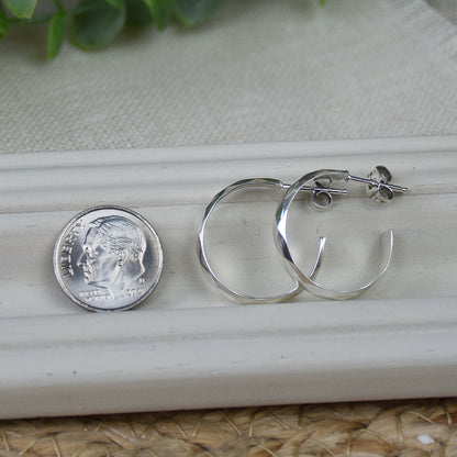 Hammered Diamond Hoop Earrings - Sterling Silver